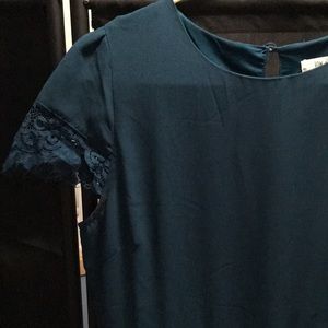 Teal lace accent dress